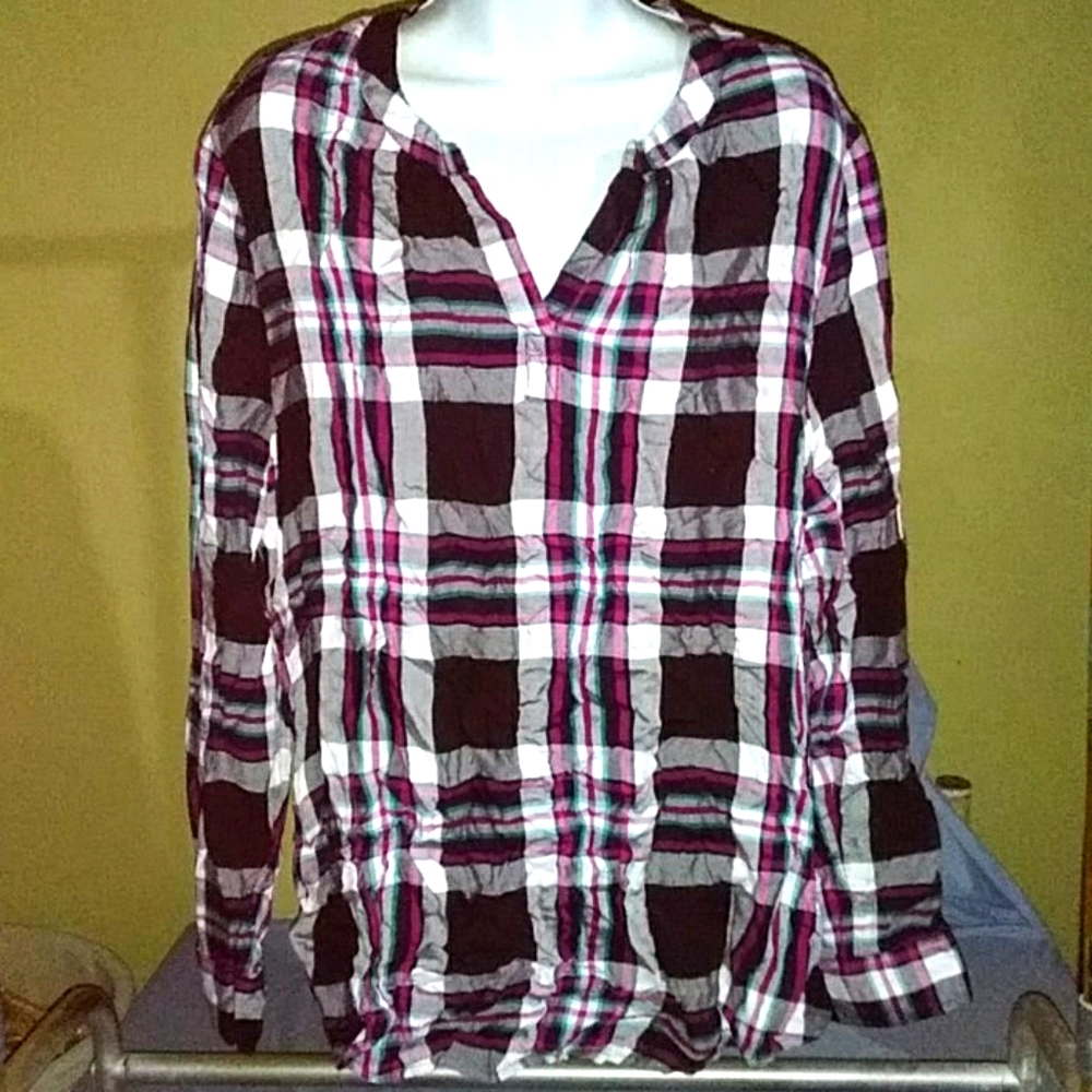 Time and Tru Plaid Top Size XL (16-18) NWT